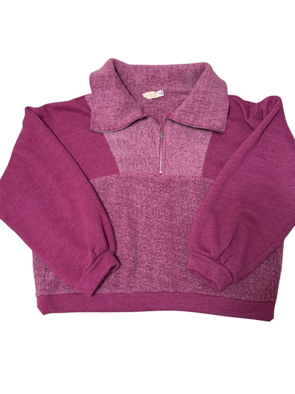 Women's Quarter-Zip Plush Pullover Sweatshirt - Raspberry